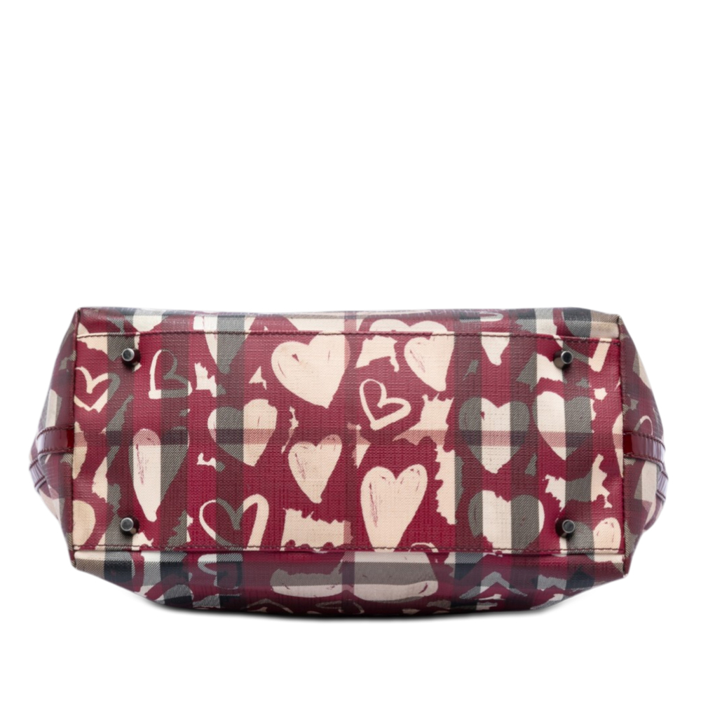 Pre-Loved Burberry House Check Coated Canvas Hearts Gracie Tote - Picture 3 of 7